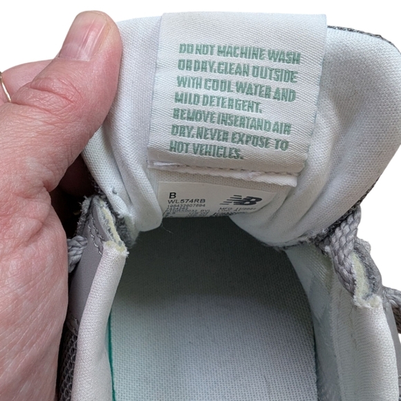 New Balance 574 Classic Sneakers Running Active Gym Women 9.5 Gray Yellow Suede - Picture 10 of 13